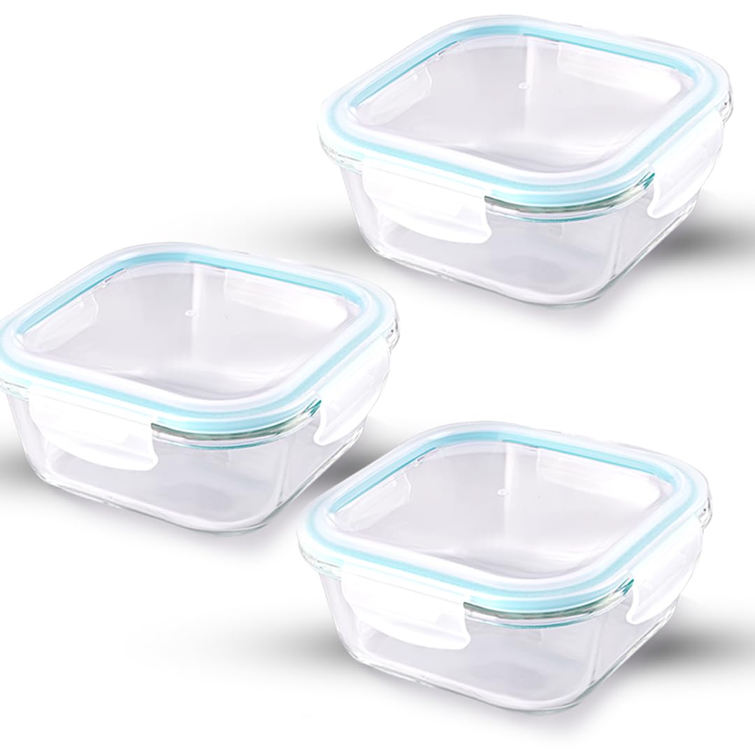 ATTRO Glassox Square Lunch Box 310ml Set of 3